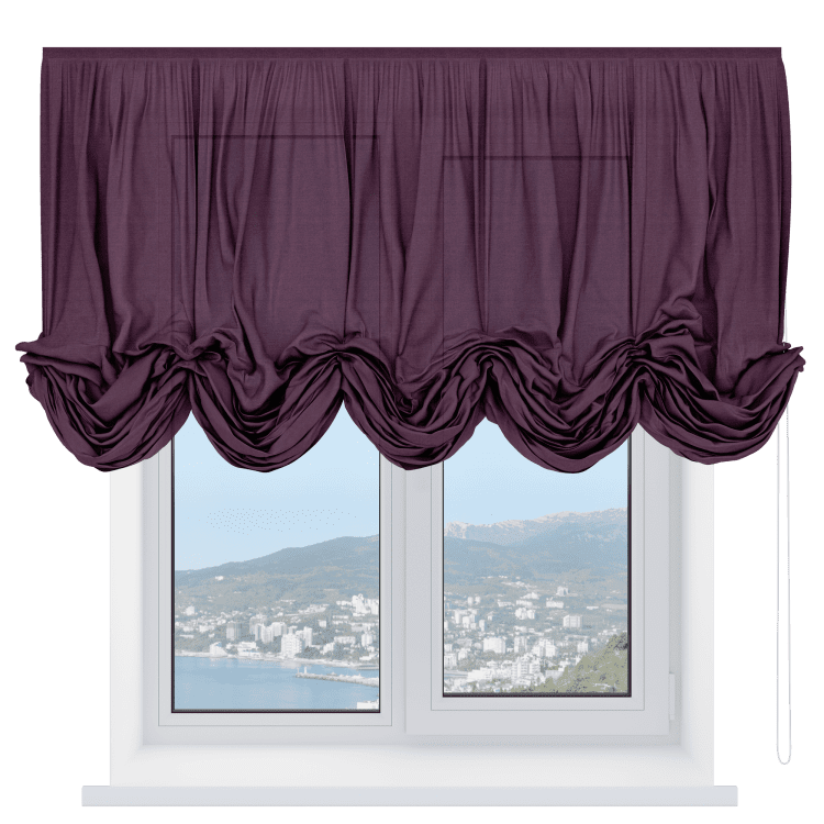 Австрийская штора «Кортин», ткань лён фиолетовый