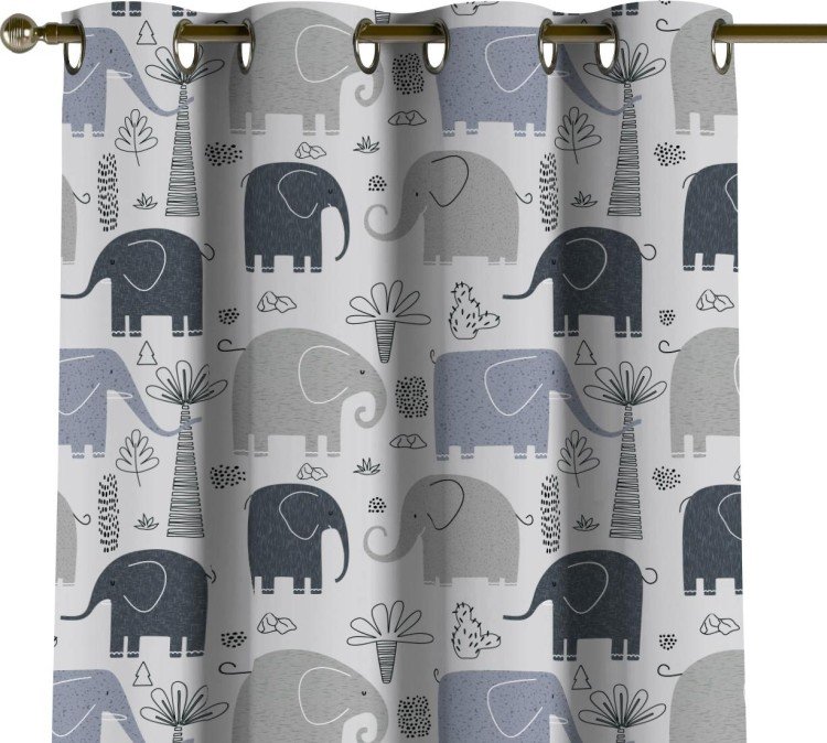Комплект штор на люверсах «Серые слоники»